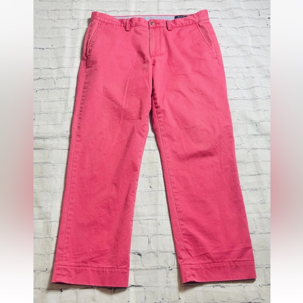 Polo Ralph Lauren Pink Chino Pants Straight Fit Mens 34x27 Stretch Golf Preppy